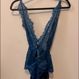 SOLD✌🏼Blue Lace Teddy Bodysuit